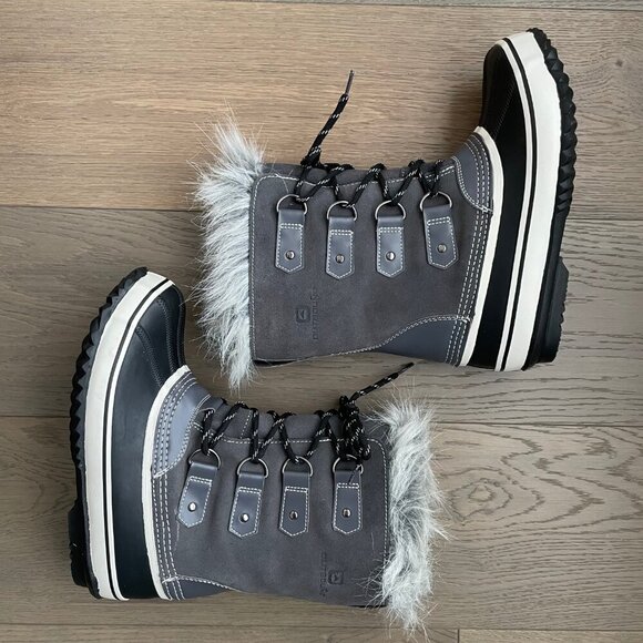 Outbound 3M Thinsolate Water Res Suede & Manmade Winter Boots Frost Grey Blk 9 - Picture 6 of 13